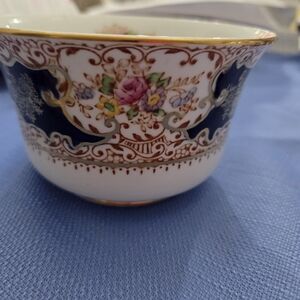 Vtg Bone China Blue Cobalt Bowl With Gold Accents Made In England